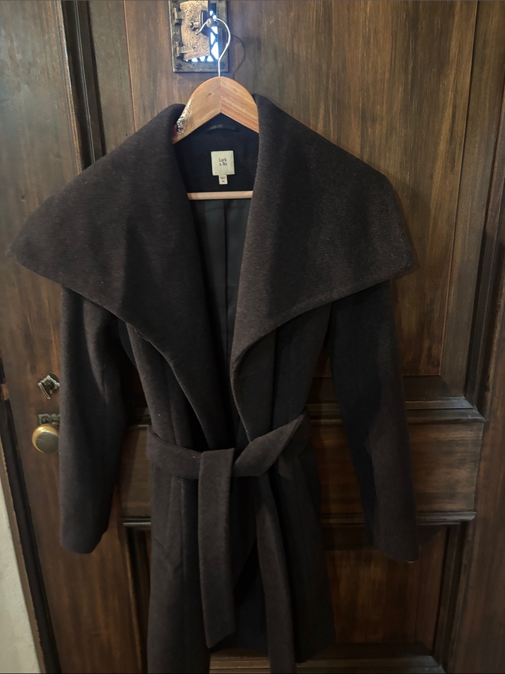 Lark & Ro Women's Charcoal Gray Draped Collar Coat